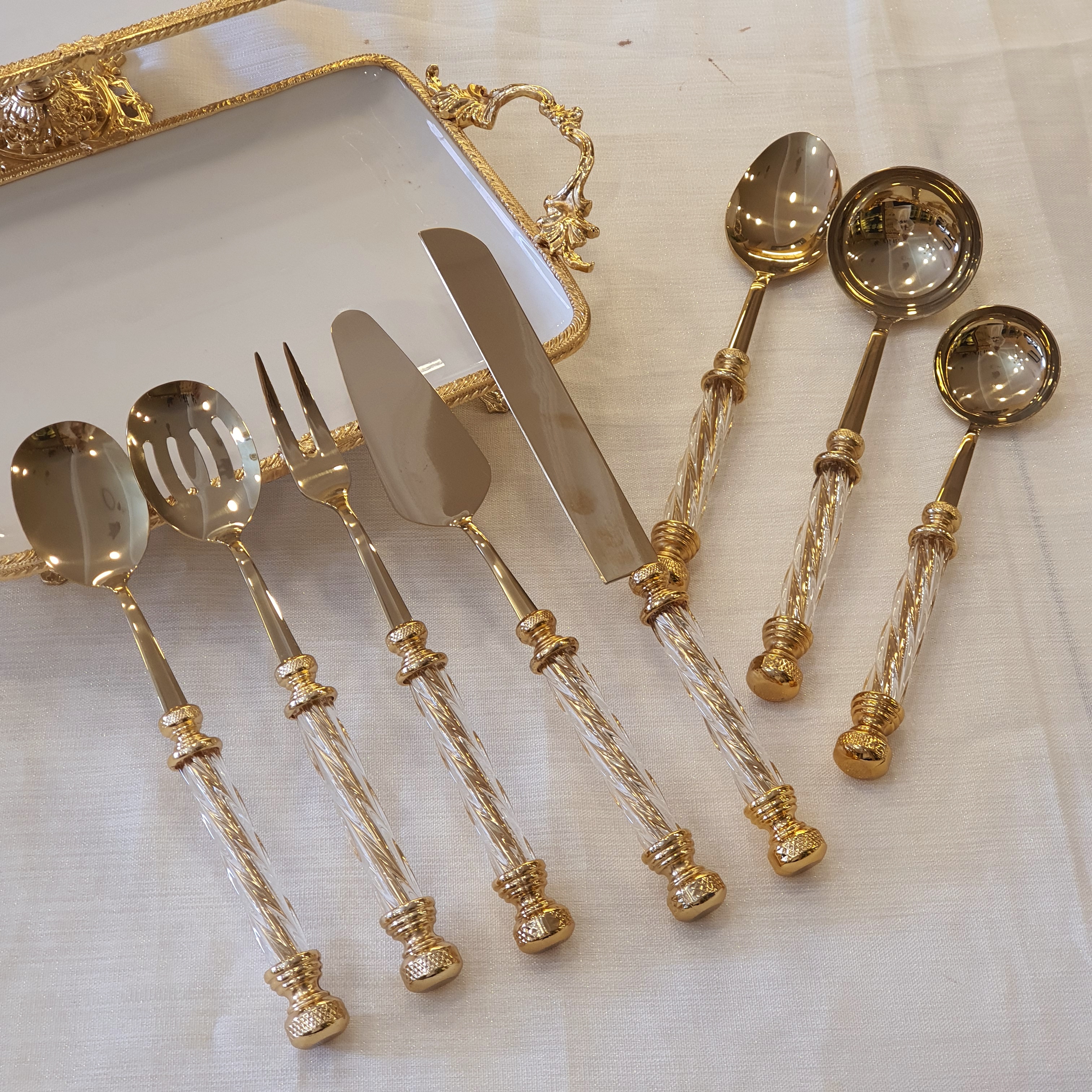 Tamamen Gold 8 Parça Kristal Servis Seti