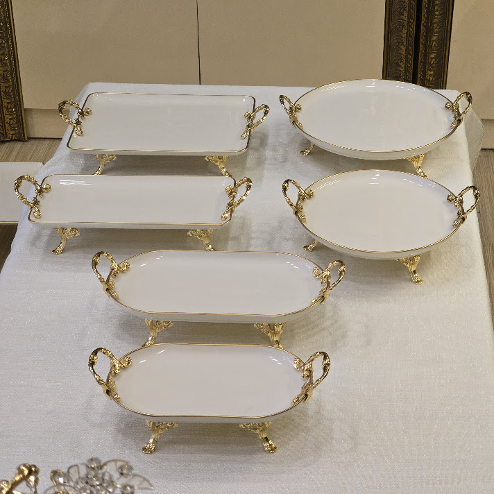 6 Parça Porselen Sunum Seti Gold - Alya Home