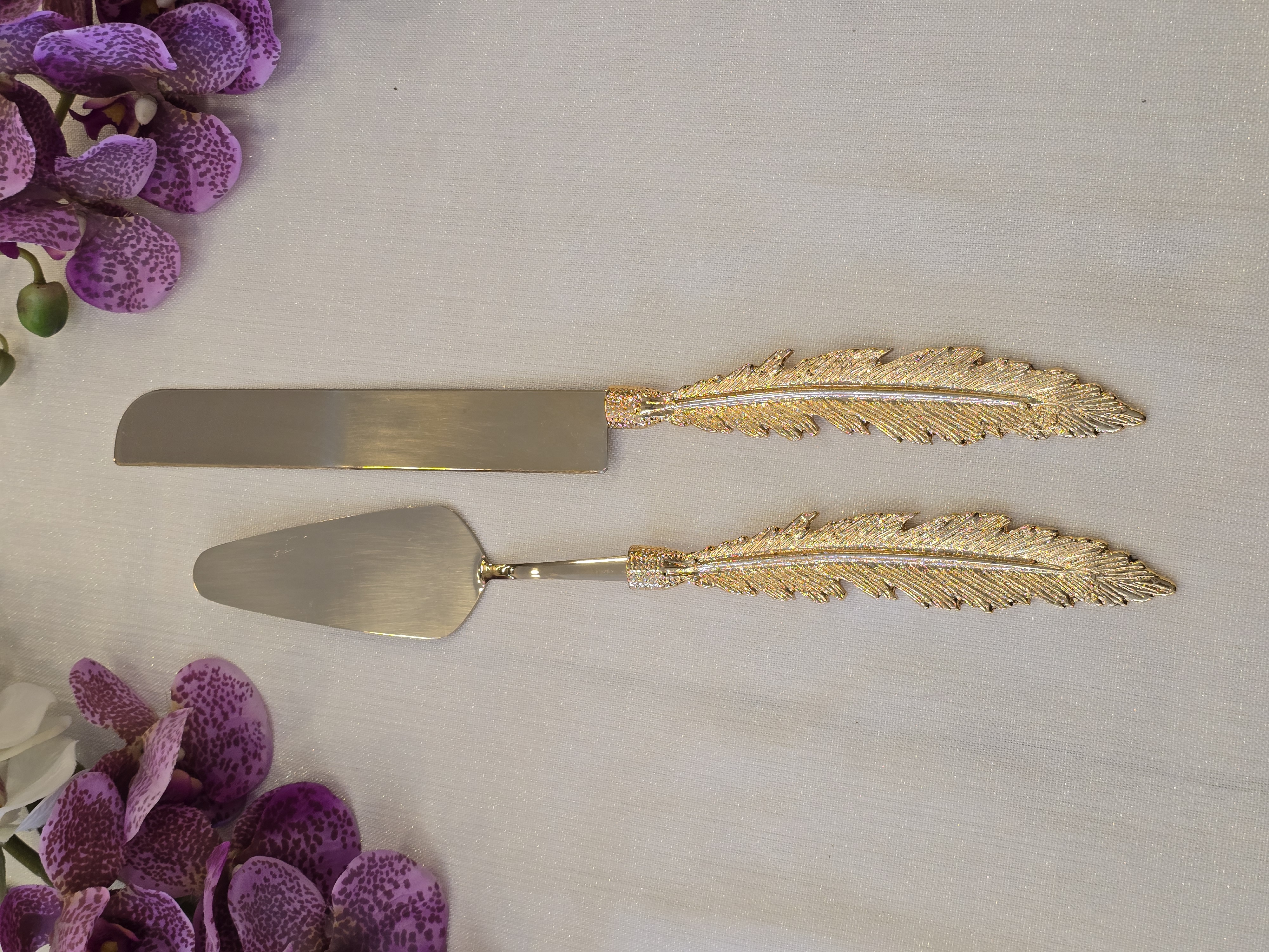 Tüy Model Pasta Servis Kaşık Seti Gold