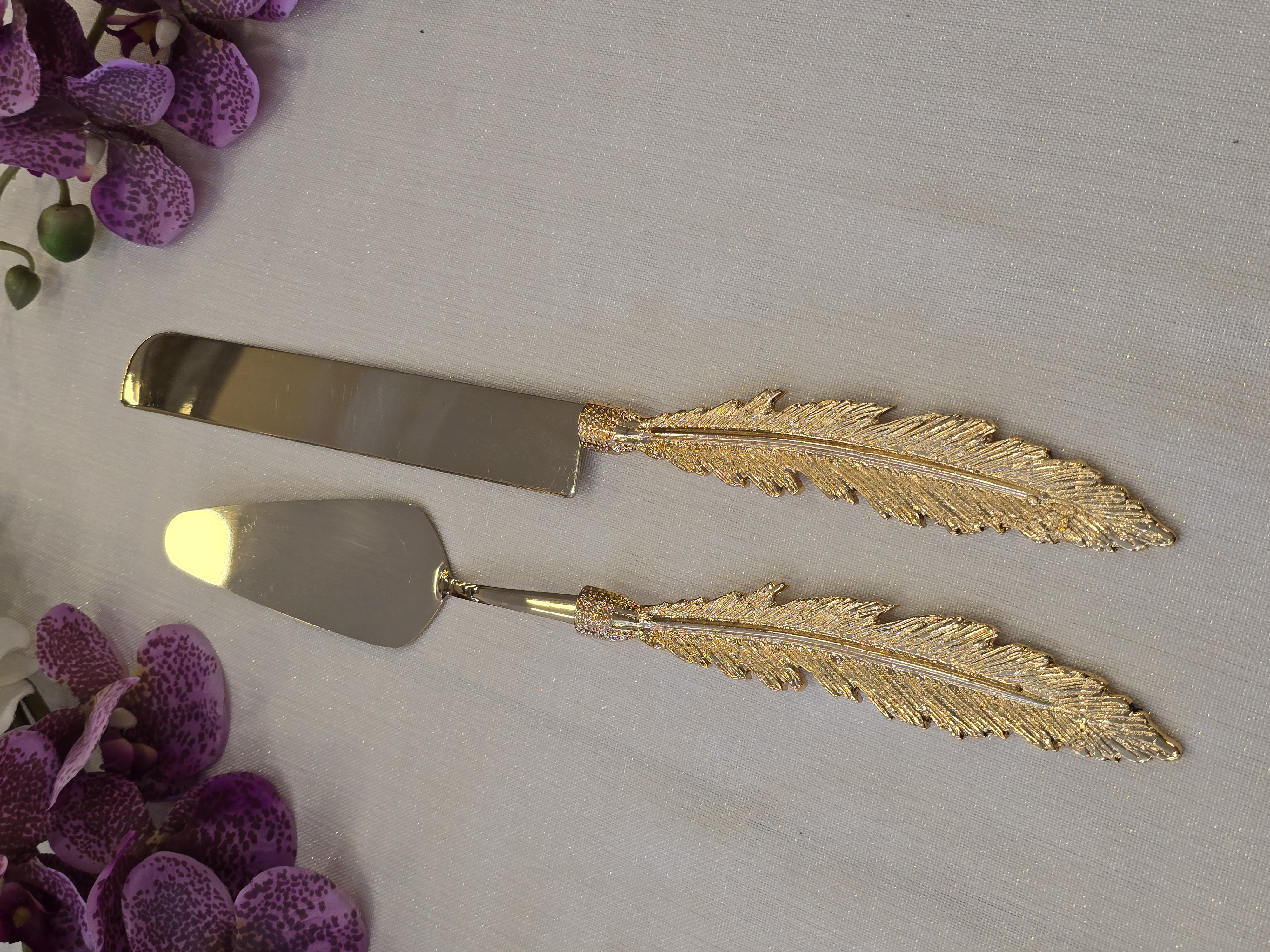 Tüy Model Pasta Servis Kaşık Seti Gold