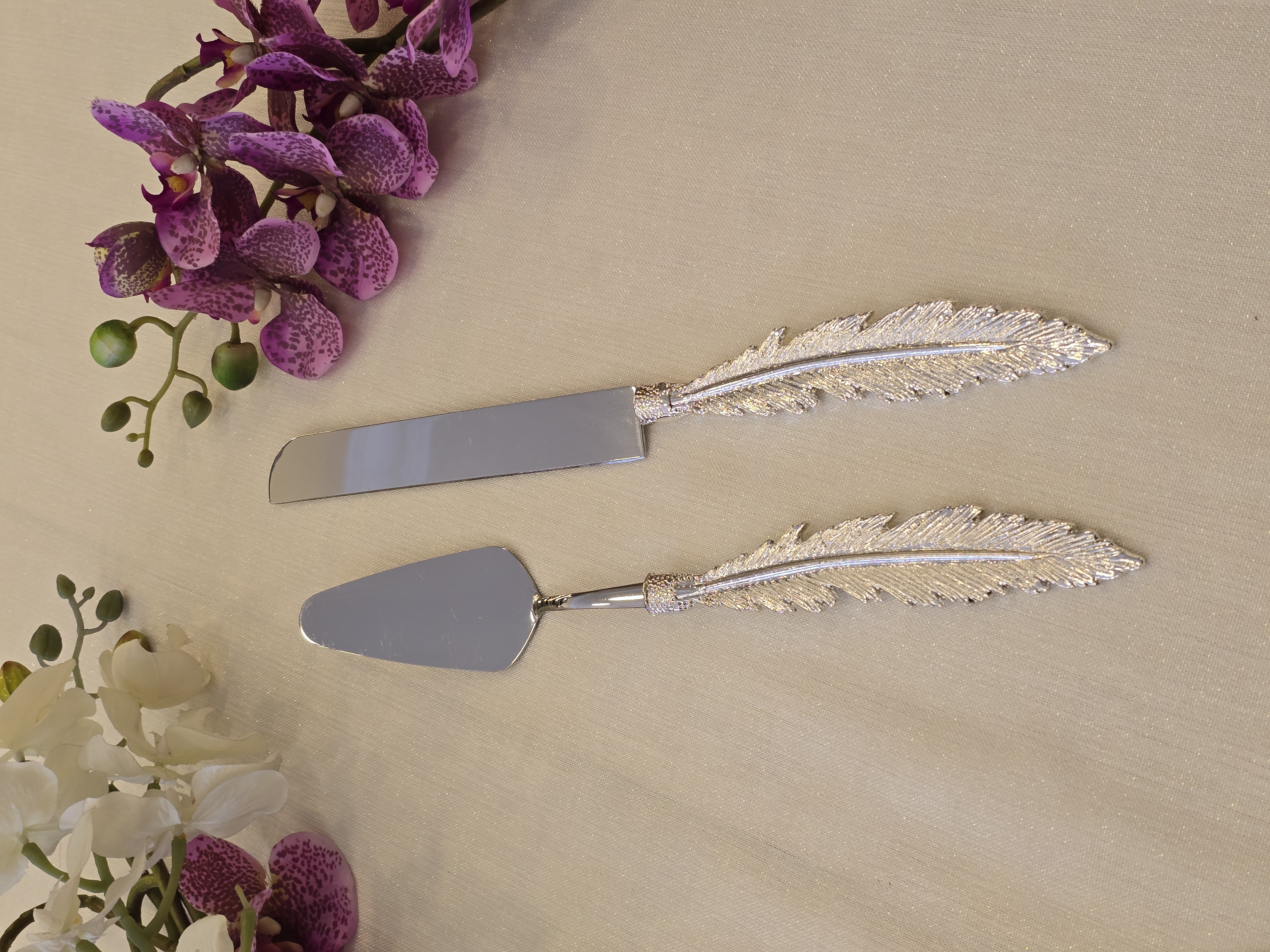 Tüy Model Pasta Servis Kaşık Seti Gümüş