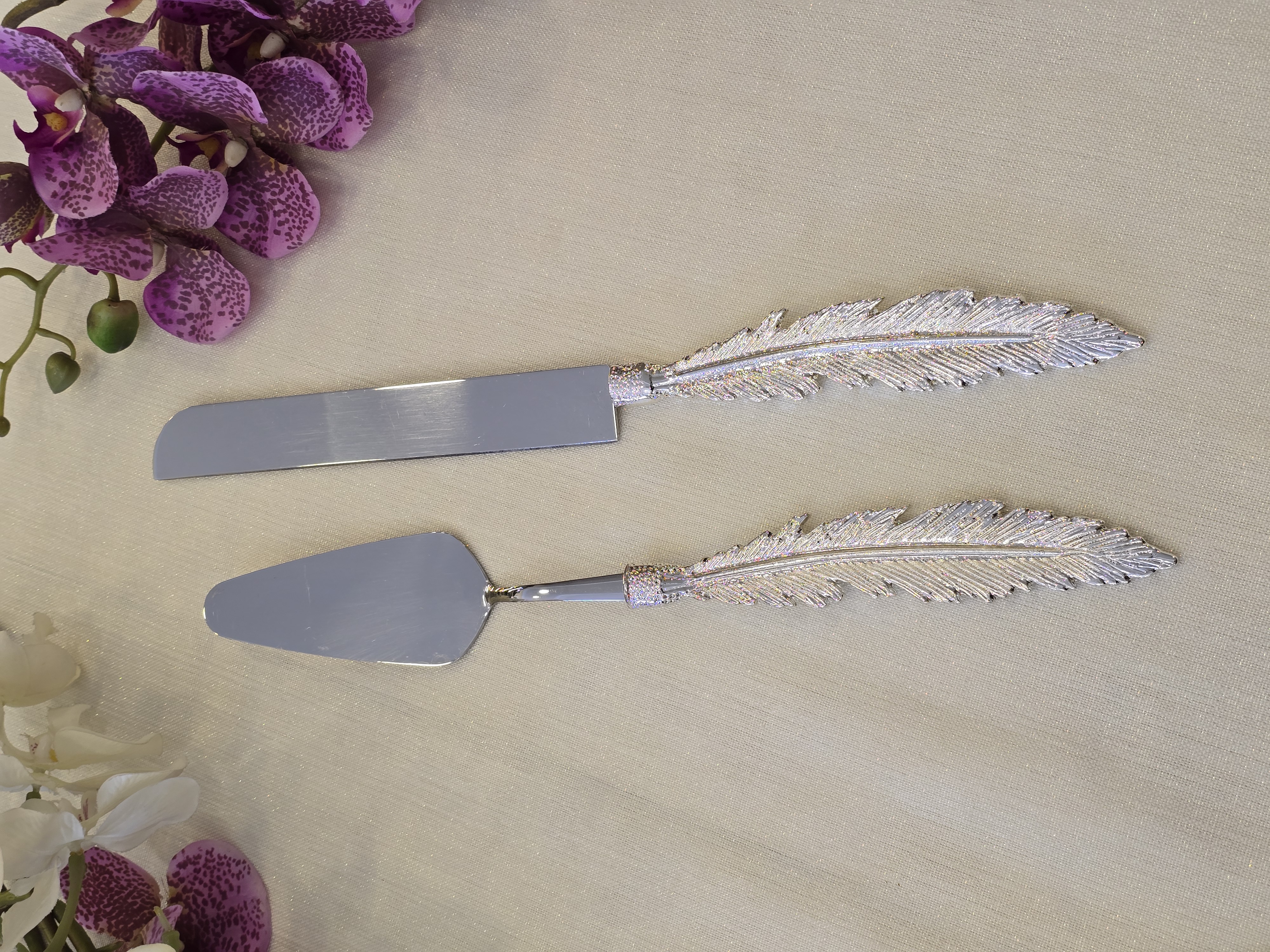 Tüy Model Pasta Servis Kaşık Seti Gümüş