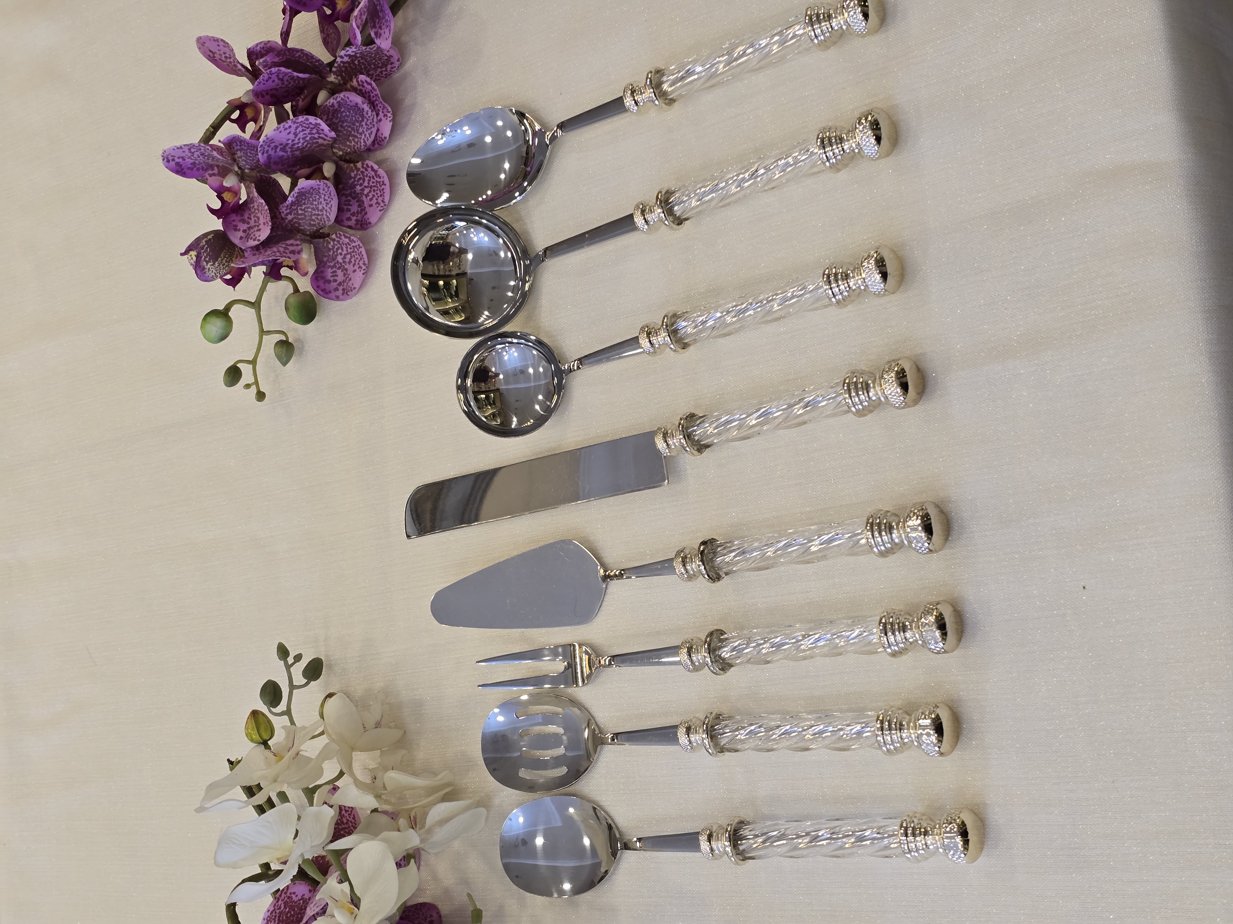 8 Parça Kristal Servis Seti Gümüş