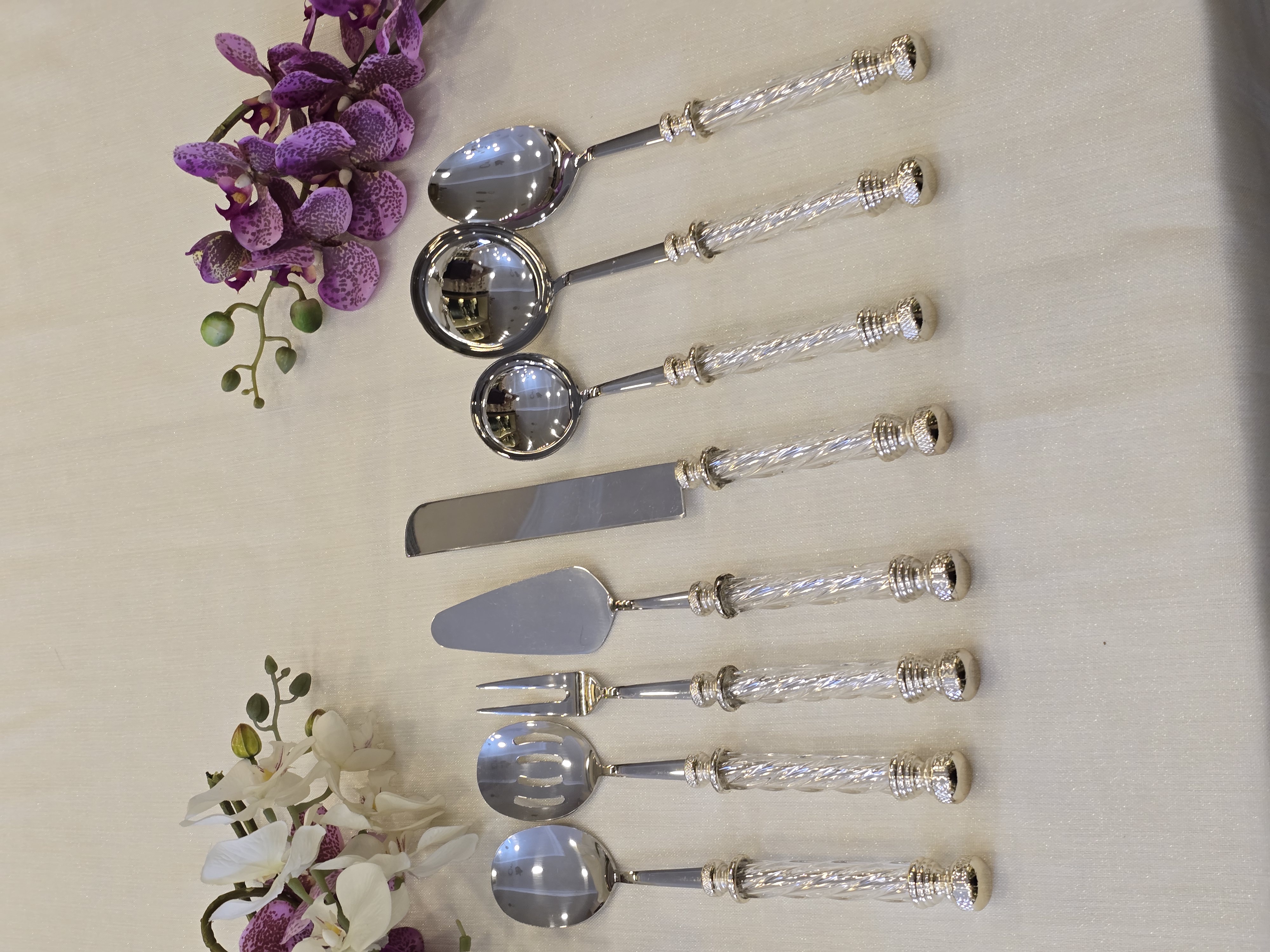 8 Parça Kristal Servis Seti Gümüş
