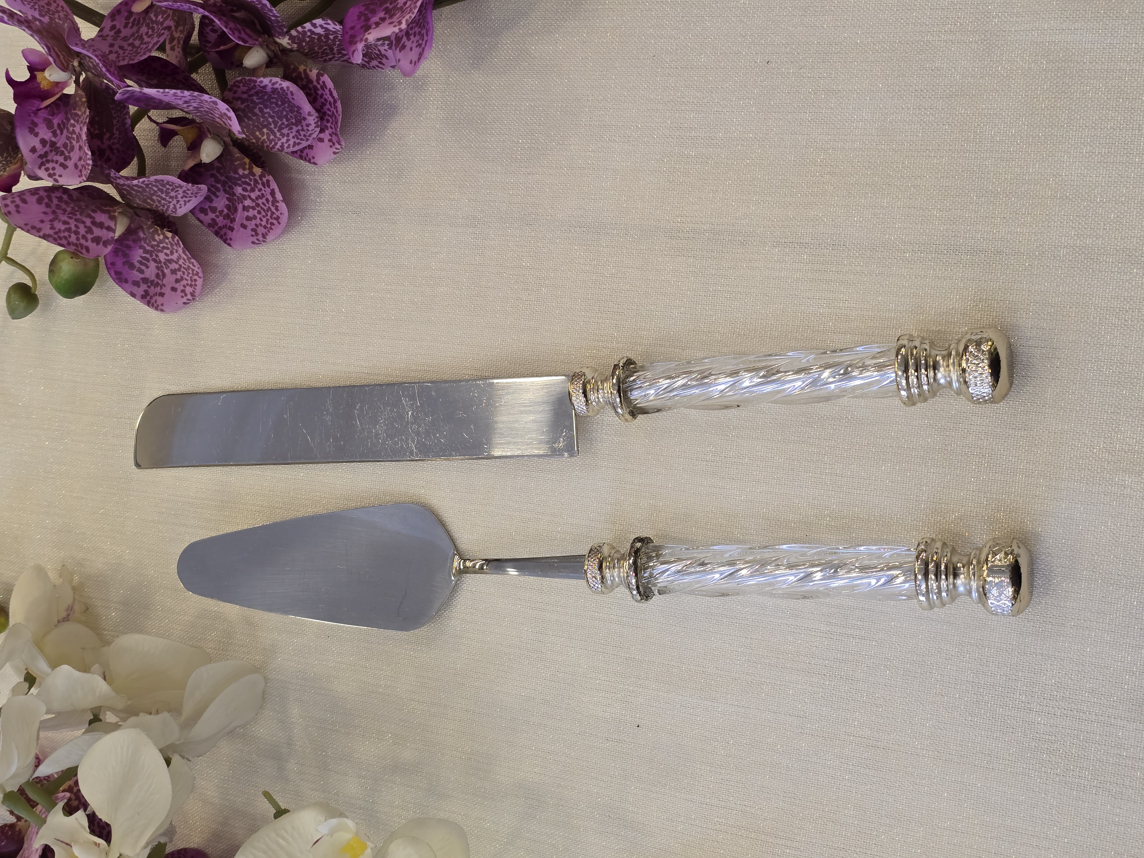 2 Parça Kristal Pasta Servis Kaşık Seti Gümüş