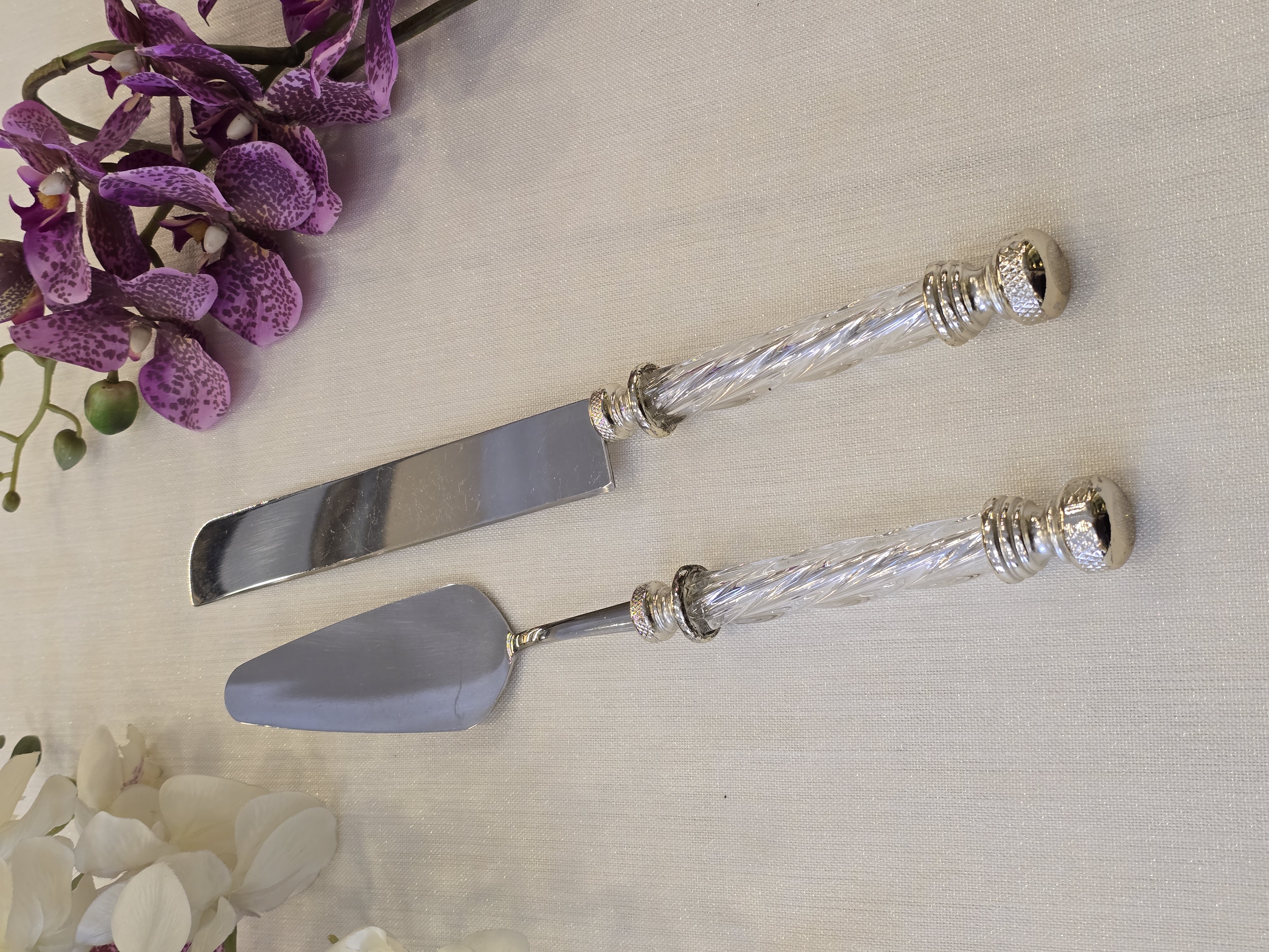 2 Parça Kristal Pasta Servis Kaşık Seti Gümüş