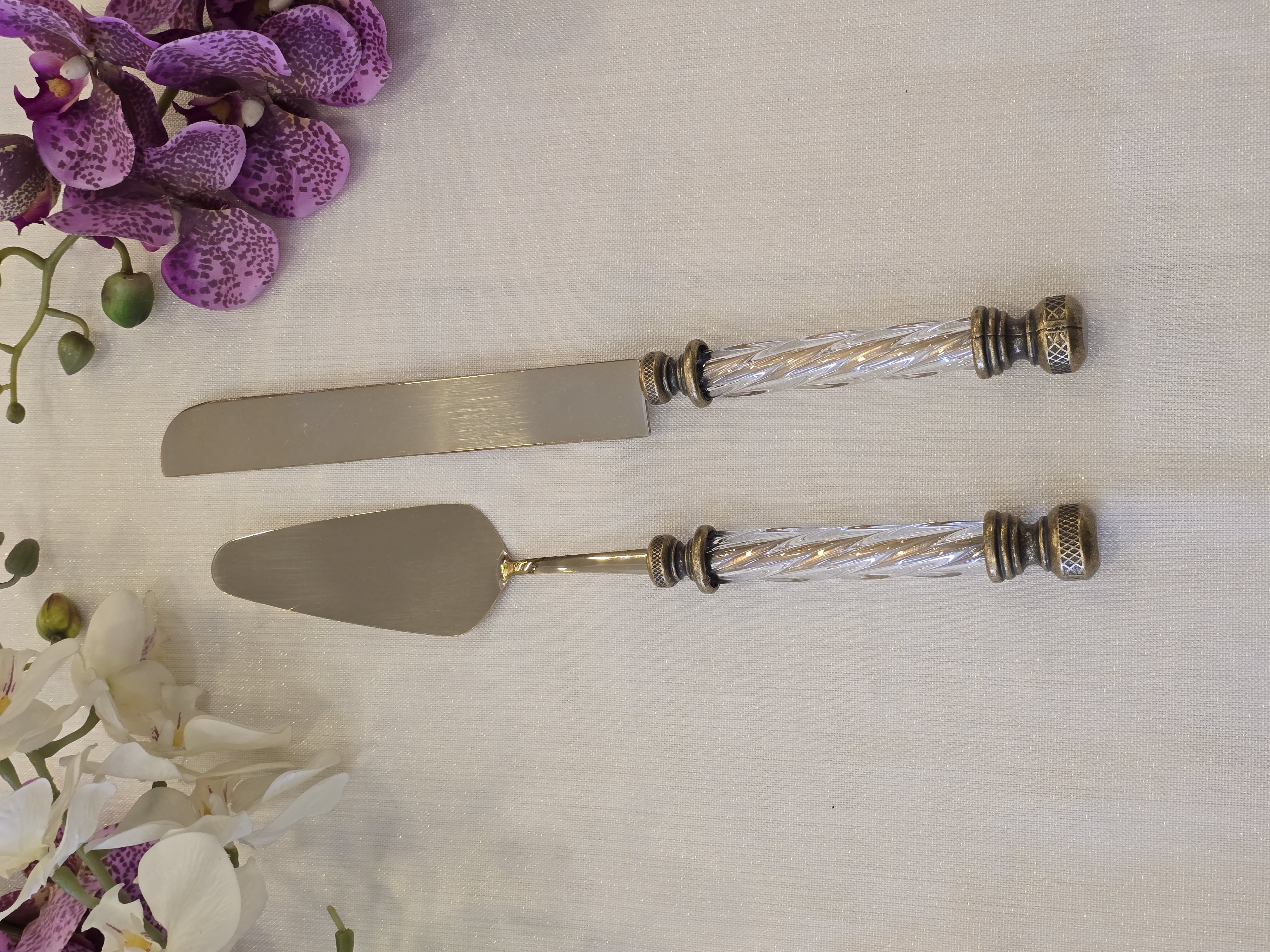2 Parça Kristal Pasta Servis Kaşık Seti Antik
