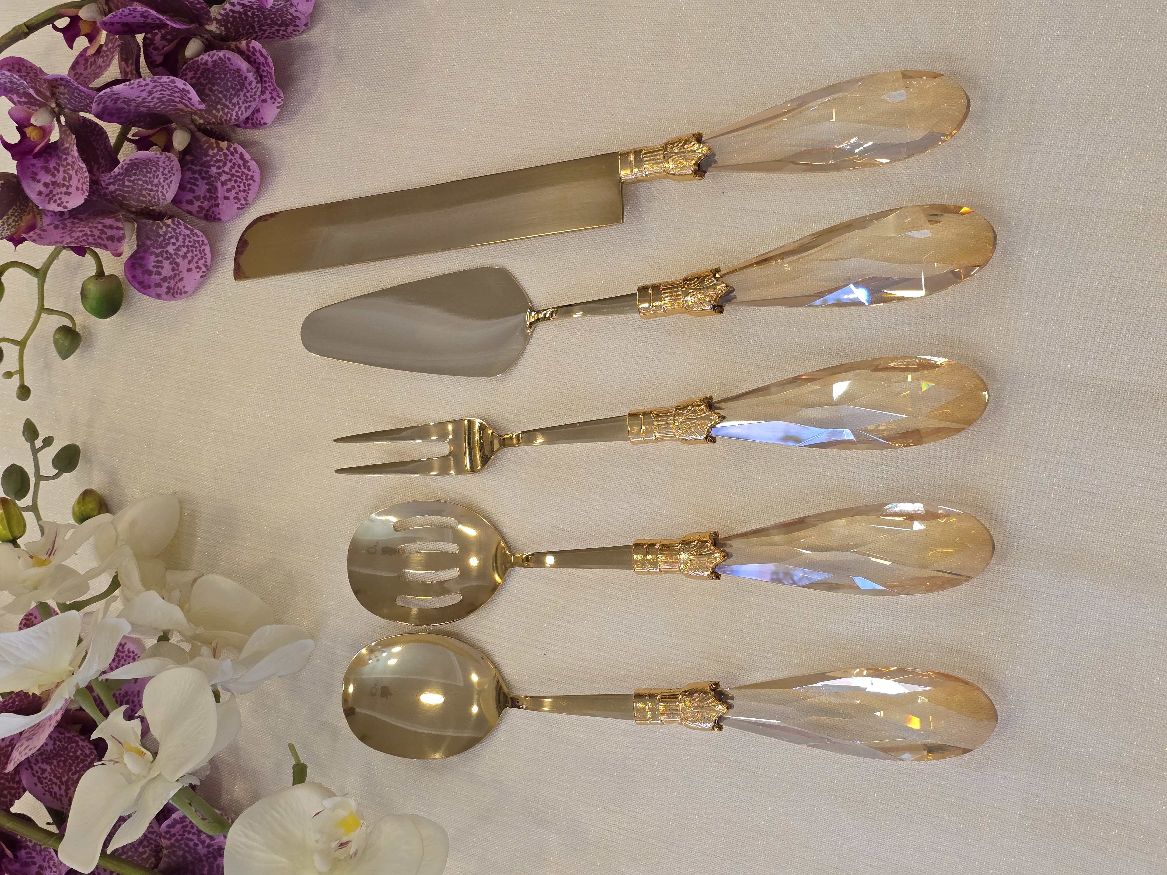 Damla 5’li Tamamen Gold Amber Servis Seti