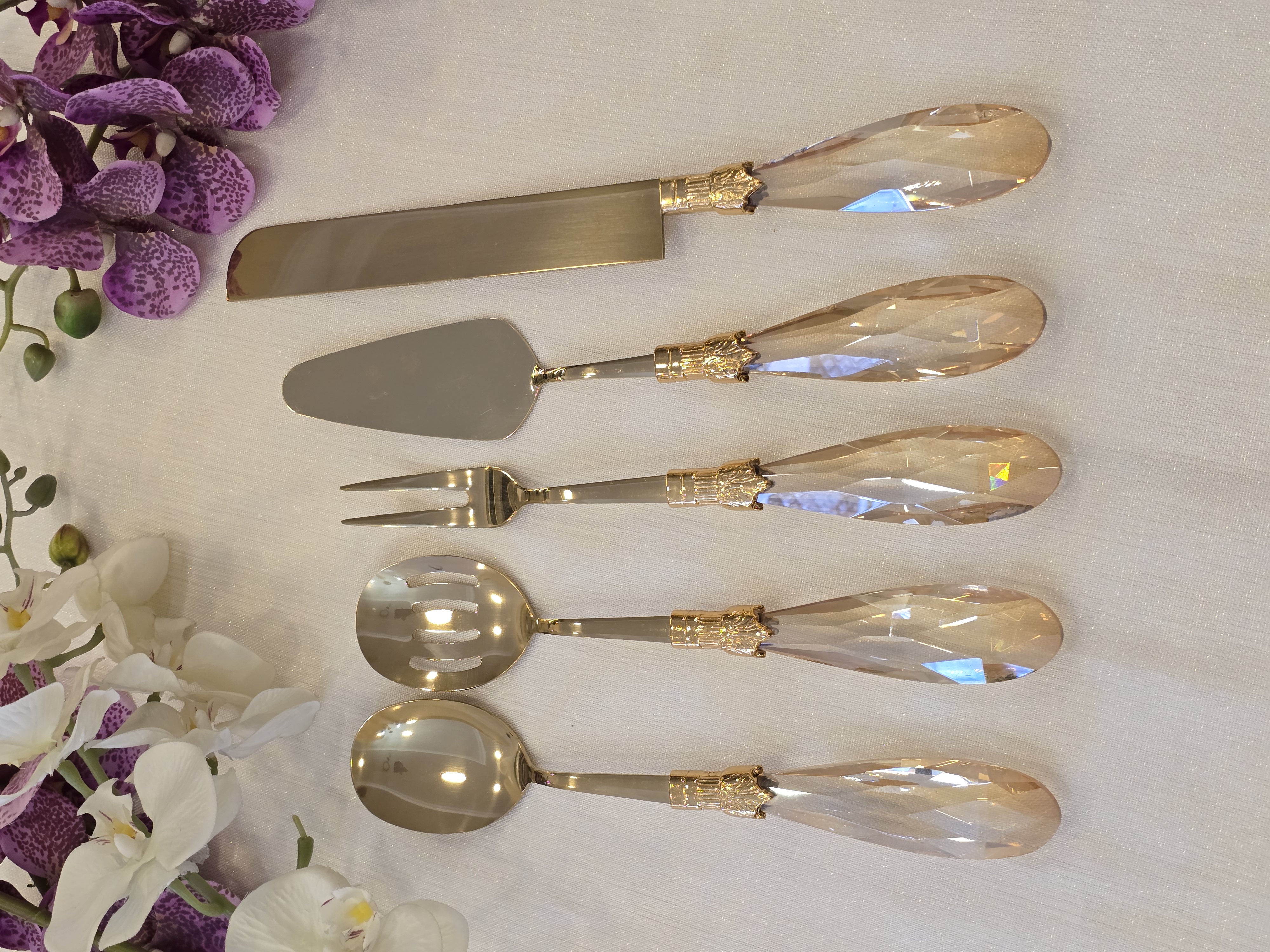 Damla 5’li Tamamen Gold Amber Servis Seti