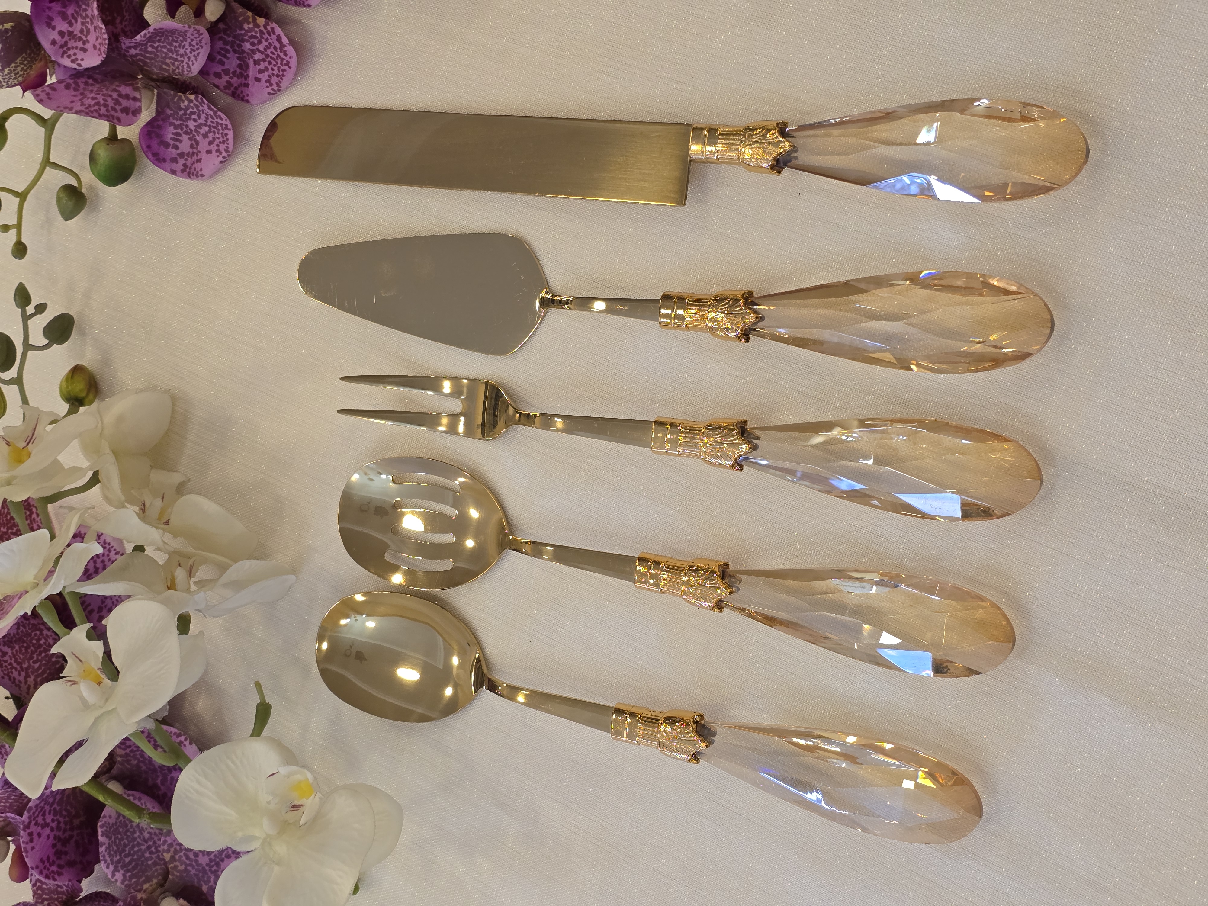 Damla 5’li Tamamen Gold Amber Servis Seti