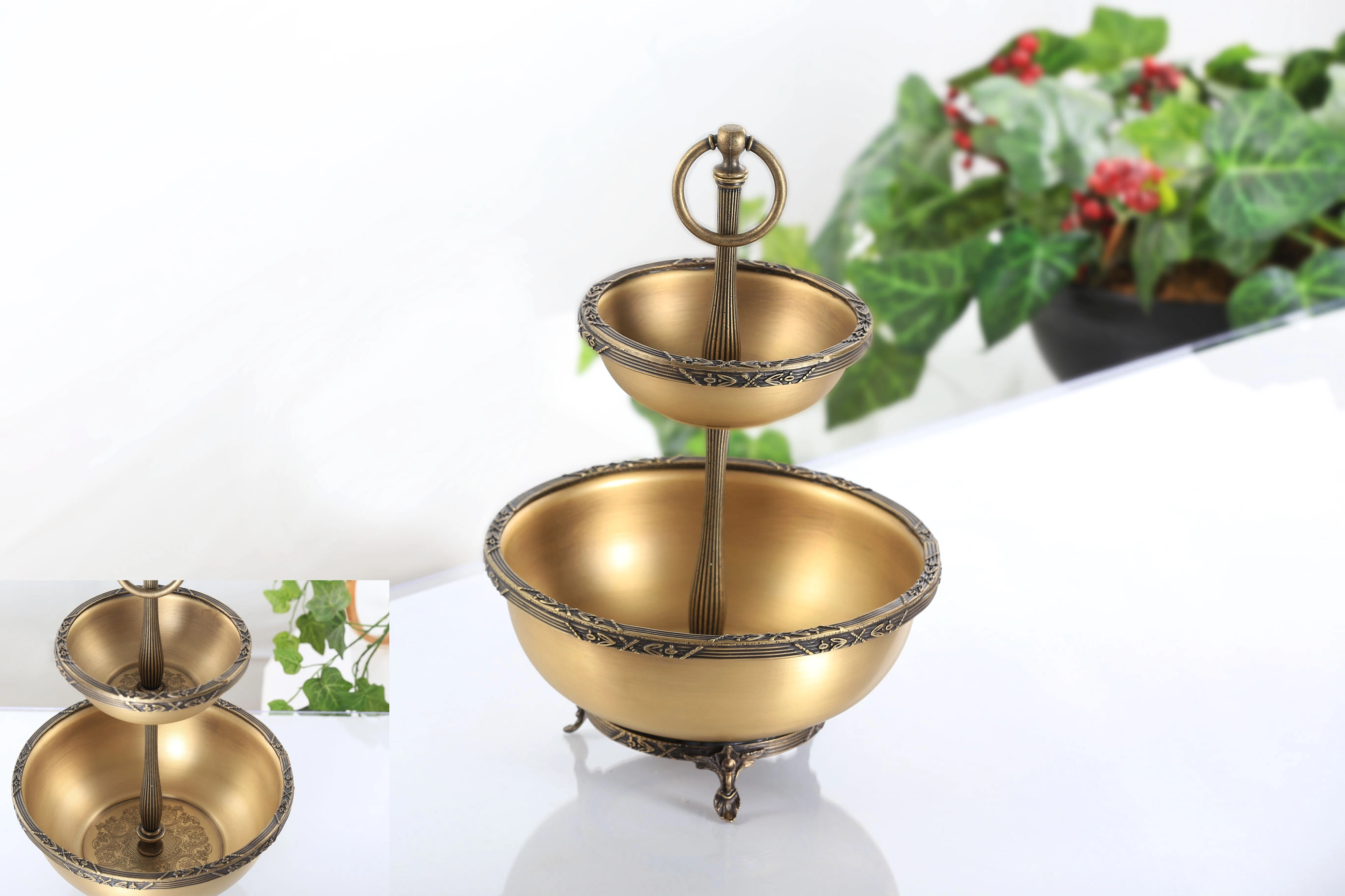 İki Katlı Meyvelik 14/21 cm Antik 