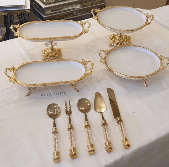 Gold Çerçeveli Servis Setli Sunum Seti