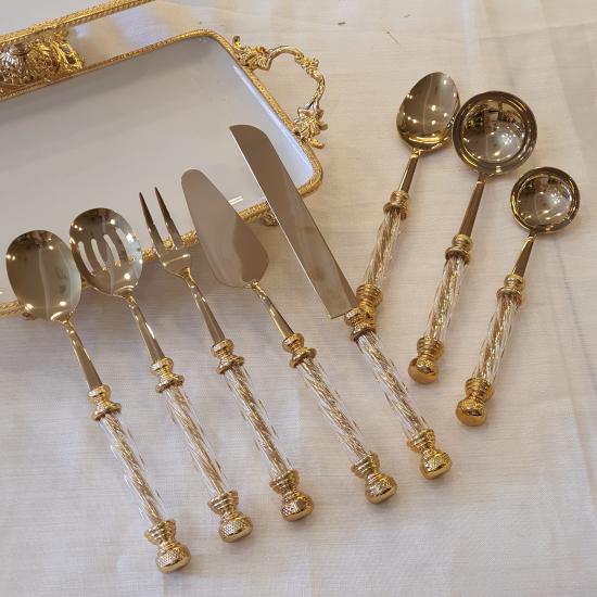 Tamamen Gold 8 Parça Kristal Servis Seti