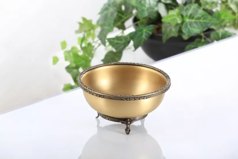 17 cm Yuvarlak Antik Metal Sunum Kasesi