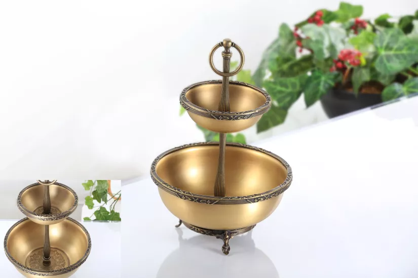 İki Katlı Meyvelik 14/21 cm Antik 