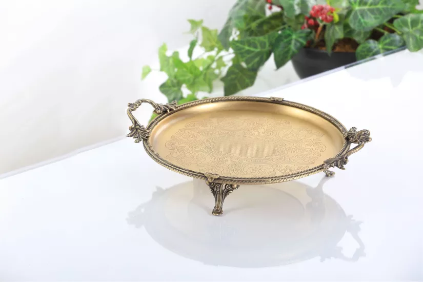 25 cm Yuvarlak Antik Metal Tepsi
