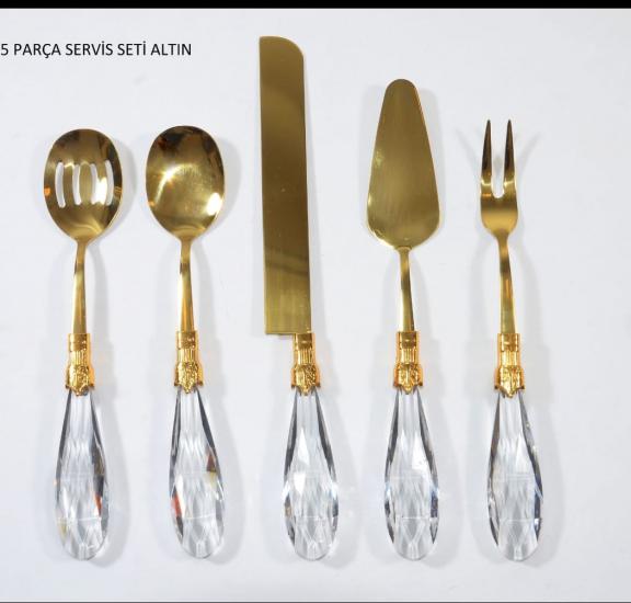 Damla 5’li Tamamen Gold Servis Seti