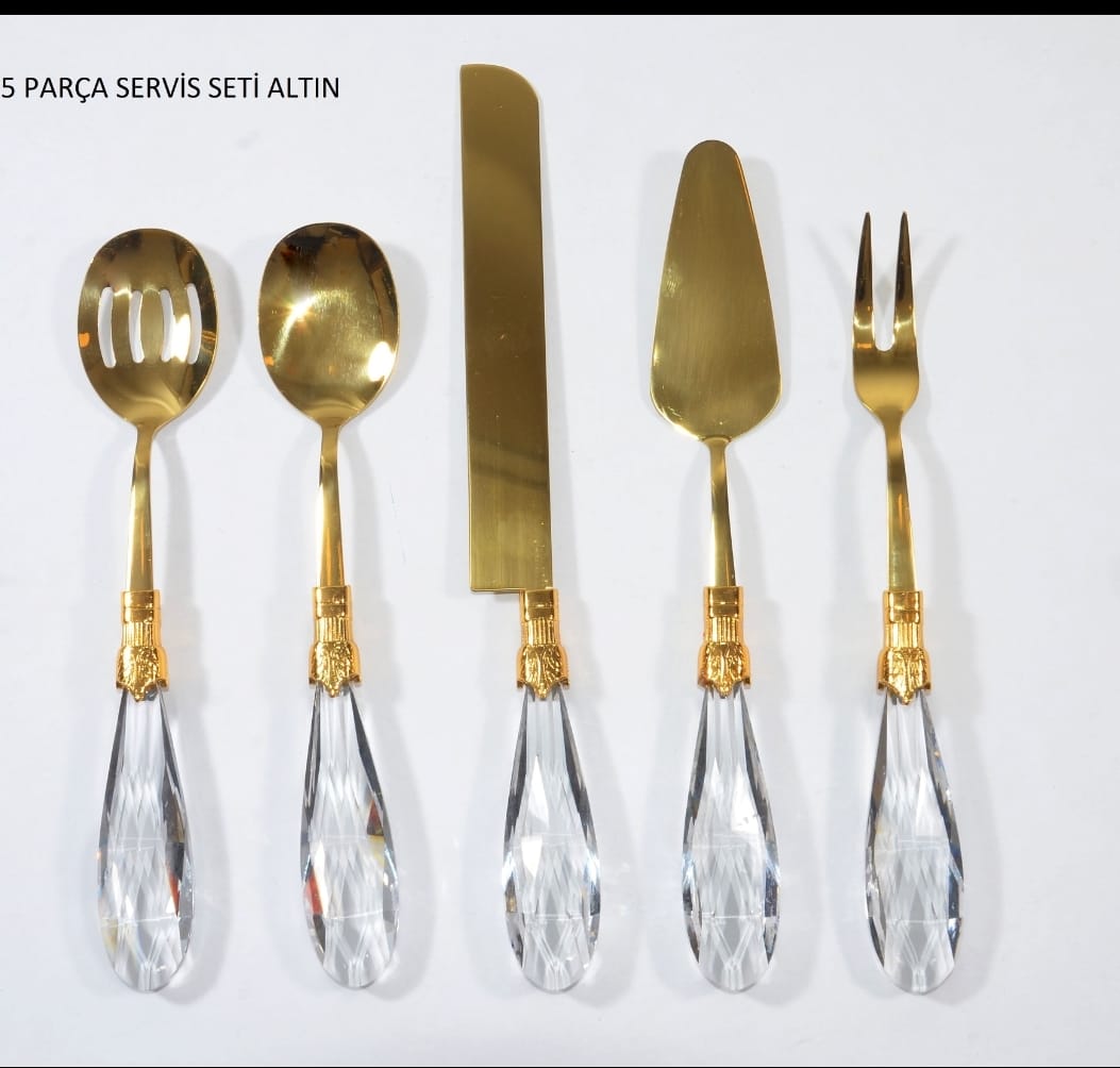 Damla 5’li Tamamen Gold Servis Seti