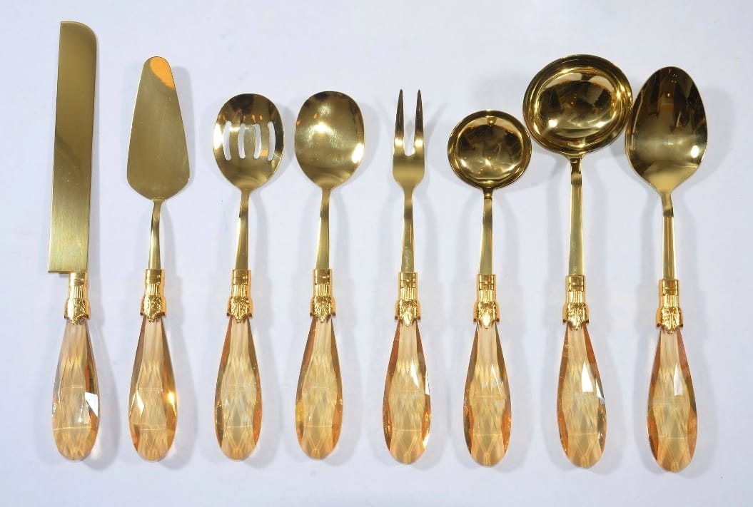 Damla 8’li Tamamen Gold Amber Servis Seti