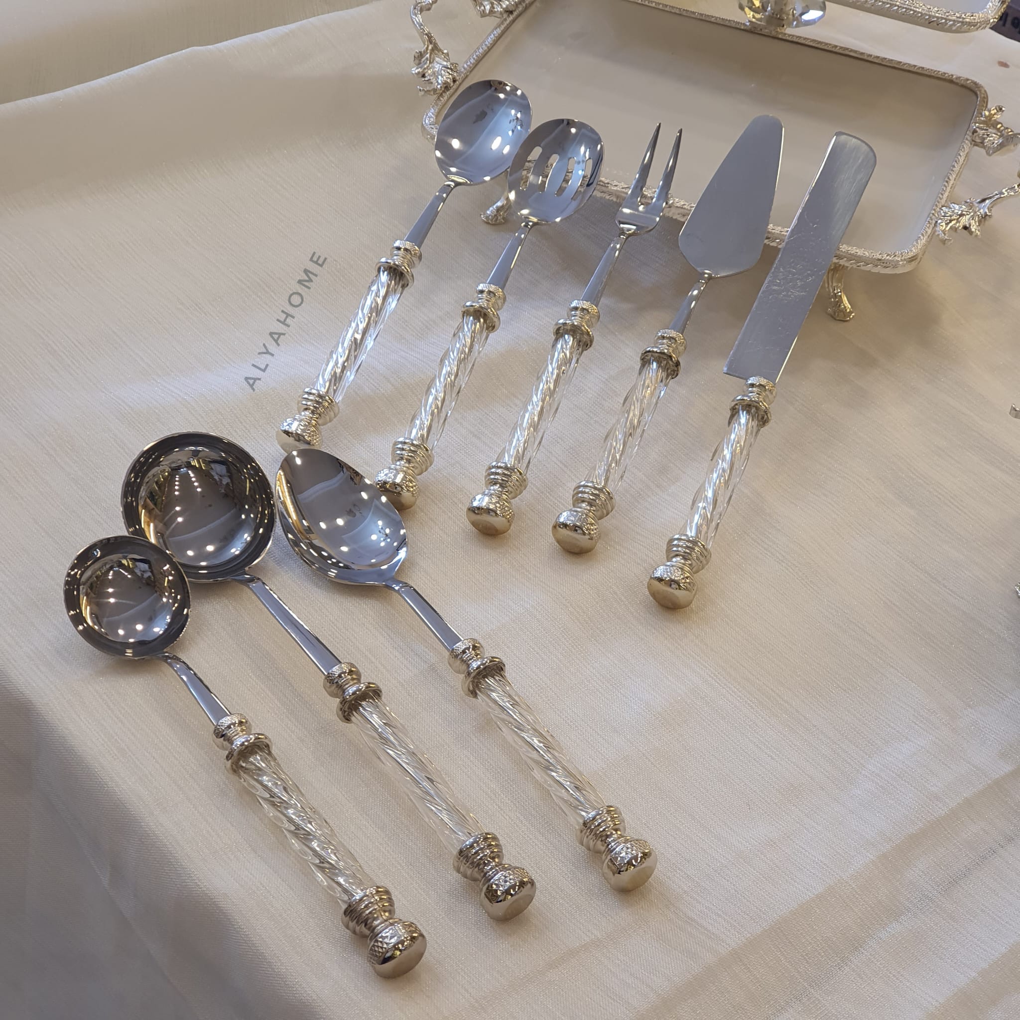 8 Parça Kristal Servis Seti Gümüş