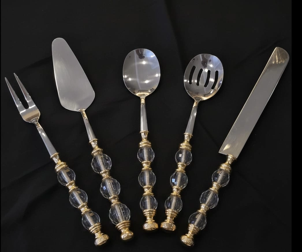 5 Parça Rustik Servis Kaşık Seti Gold